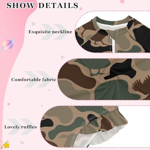 QUGRL Girls One Piece Swimsuit Green Duck Camouflage Long Sleeve Bathing Suit for Girls Toddler Kids Zipper Front Swimsuit Beach Sport Size 4T4