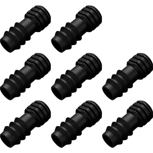 Maitys 8 Pieces 1/2 Inch (16mm) Garden Barbed Connector Hose Connectors Hose End Stop Plastic Drip Irrigation Hose Connector, Black (Bung)