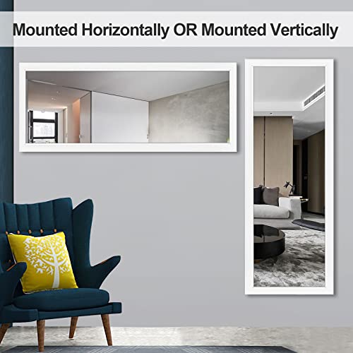 Image of NeuType Full Length Mirror, 47x18 inches, Over The Door, Wall Mounted or Leaning, Shatterproof, White, Home Decor