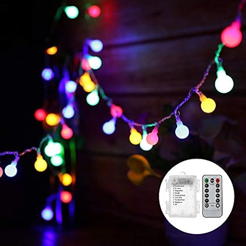 Globe String Lights Battery Powered 0.6W 10M 80LEDs Outdoor Fairy Lights Multi-Color 8 Modes Waterproof with Remote Control for Party Living Room Bedroom Patio Garden Cover