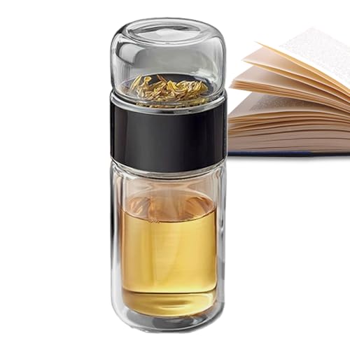 Générique Bouteille d'eau en verre, bouteille avec infuseur à thé,Bouteille de séparation d'eau étanche-Bouteille de séparation de et, pour en vrac, aux fleurs, voyage à domici