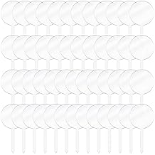 Roowest 50 Pieces 2 Inch Round Acrylic Cupcake Toppers Blank Clear Mini DIY Cake Stick Toppers for Birthday Festival Party Baby Shower Wedding Party Cupcake Decoration