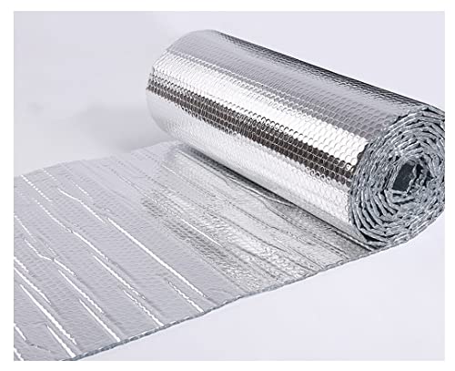Rotolo di Isolamento in Lamina, Rotolo di Lamina a Bolle, Doppio Foglio Isolante in Alluminio per radiatori, per l'uso in pareti, Pavimenti e tetti, Riflettente del Calore, Varie Dimensioni, Serre V