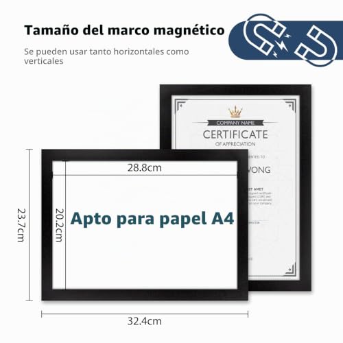 Miniatura 3 de Vaiigo Marco Magnético Autoadhesivo A4 Información Marco, Pantalla De Doble Cara, Para Licencia, Fotos, Avisos, Pared Y Ventanas Negro, 10 Unidades