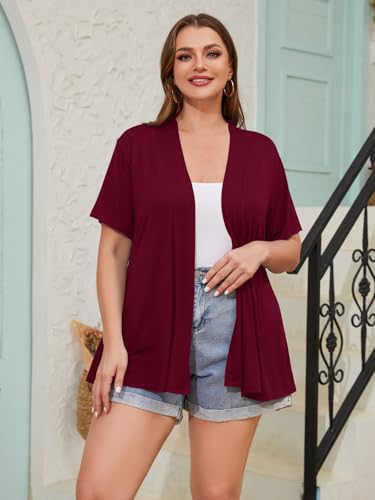 Image of LARACE Short Sleeve Cardigans for Womens Summer Tops Casual Plus Size Open Front Lightweight Cover Up
