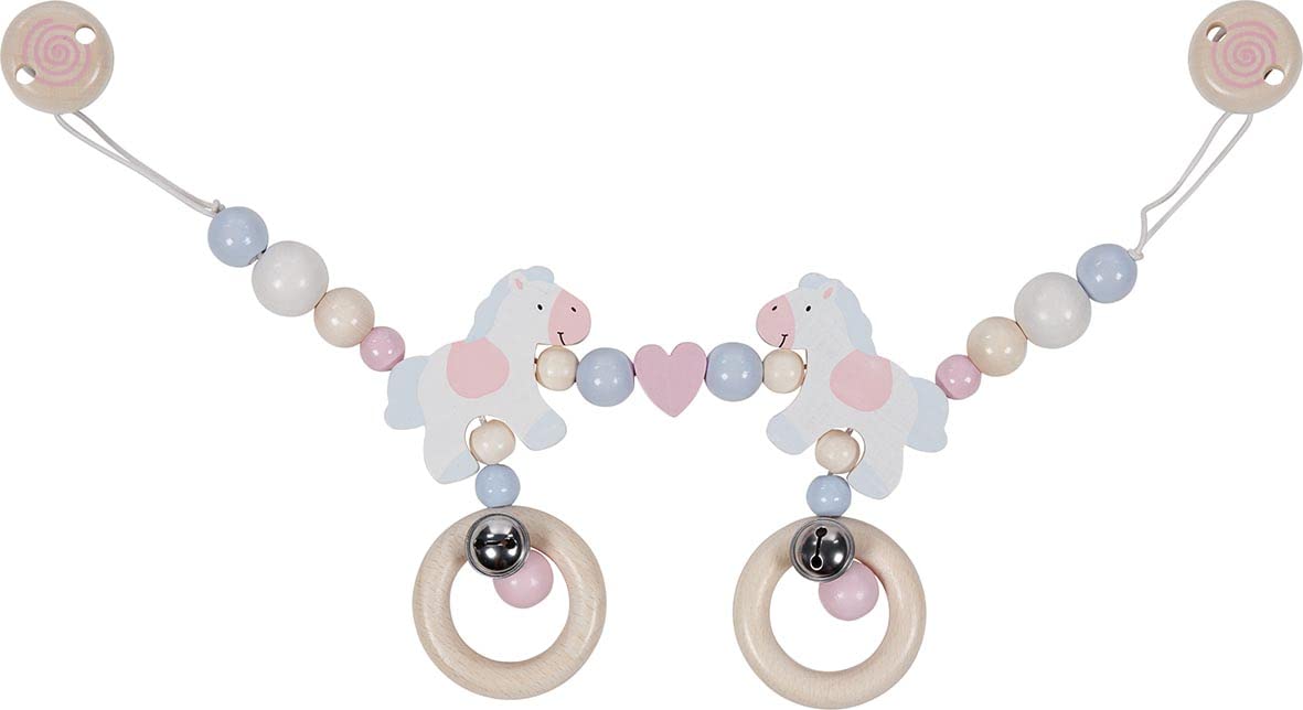 Goki - Pram Chain Horses - Cute Horses - Made of Maple and Beech Wood - Handmade - Made in Germany, Pastel Colours
