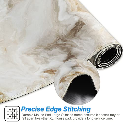 Image of Large Gaming Mouse Pad with Stitched Edges,[27.5x11.8In] Extended Mouse Pad with Non-Slip Natural Rubber Base for Gamer /Desktop /Office /Home (70x30 Marble)
