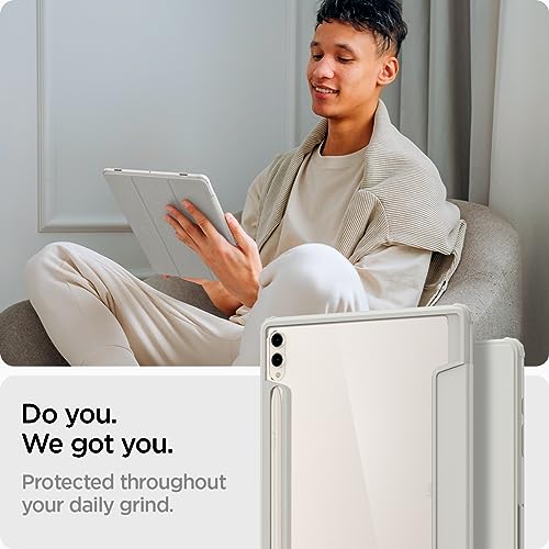 Image of Spigen for Galaxy Tab S10 Plus Case (2024), Galaxy Tab S9 Plus Case (2023), Ultra Hybrid Pro Protective Tri-Fold Cover with Transparent Back and S Pen Holder, 12.4 inch, Gray
