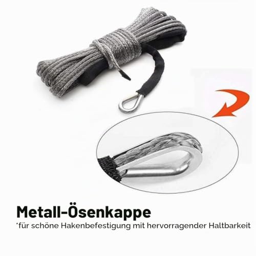 Foto von 6mmx15m 7700lbs Synthetische Seilwinde Seilmantel Kabel für Offroad Auto ATV UTV SUV LKW 4 x 4 mit Schutzhülle und Haken