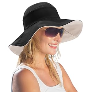 Womens Foldable Shapeable Brim Sun Hat UPF 50+ Cotton Wide Brim Beach Adjustable Chin Strap Hat Sun Protection Cap
