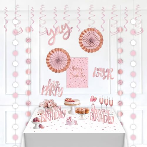 HonuGoGo Pink Blush Birthday Party Decoration Kit – 26-Piece Set