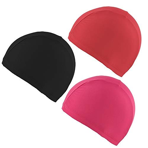 Haloku Adulto Gorro de Natación, de Ajuste Fácil Natación Hombre Mujer, Puro Color Nailon Spandex Tela Nueva - Negro