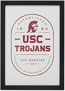 University of Southern California Badge Framed Wood Wall Decor - Vintage USC Trojans Wall Art for Man Cave, Office or Dorm Room