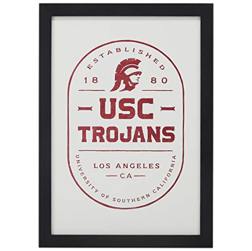 University of Southern California Badge Framed Wood Wall Decor - Vintage USC Trojans Wall Art for Man Cave, Office or Dorm Room