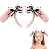 Pensar Fashion Halloween Headbands for Women, Cute Furry Pink Headband for Kawaii Halloween Costume Cosplay, Make Up Spa, Washing face, Party