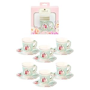 Talking Tables Pack van 12 Mintgroene Vintage Afternoon Tea kopjes en schotel | Echt heerlijk | Wegwerpservies voor…