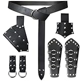 TiGog Disfraz de vikingo para mujer y hombre, juego de accesorios, disfraz medieval de caballero con cinturón, soporte para espada, brazos, ropa vikinga, accesorios para cosplay renacentista vintage