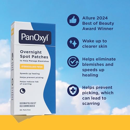PanOxyl PM Overnight Spot Patches, Advanced Hydrocolloid Healing Technology, Fragrance Free, 80 Count