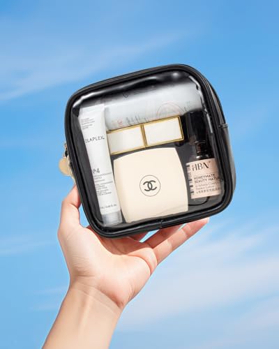 Image of Clear Sunscreen Bags For Beach Pool,Waterproof Mini Sun Bag Travel Toiletry Makeup Bag,Travel Beach Pool Summer Essentials SPF Bag For Women Girls(Mini Black)