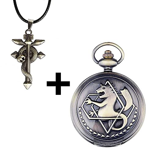 Tiong Pocket Watch Fullmetal Alchemist Anime With Chain For Cosplay Pendant Accessories With Gifts Box(Brown) #TOP2