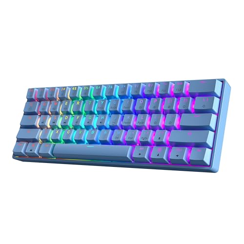 Image of HK GAMING GK61 60% v3 | Hotswap Mechanical Gaming Keyboard | 61 Keys Multi Color RGB LED Backlit for PC /Mac Gamer | US Layout (Blue, Cherry Mx Red)