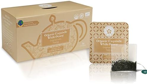 RIANTEA Organic White Tea Bags Cold & Hot Brew 36 Count, Sugar Free Low Caffeine Ice White Peony Tea, Non-GMO Natural Premium Tea Leaf, 2.5 OZ (72g)