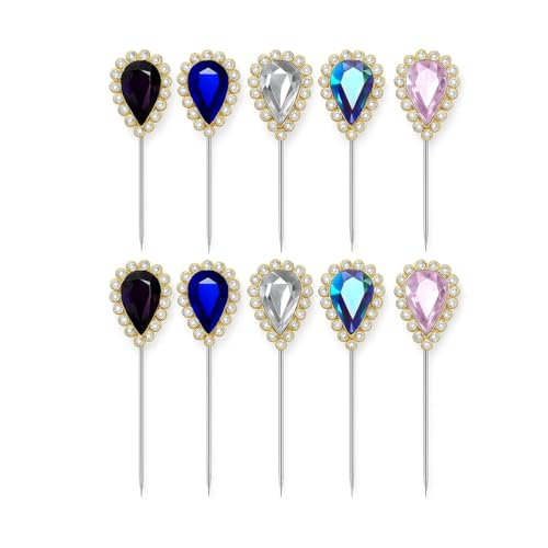 Image of MeiSie Hijab Stick Pin - Decorative Brooch for Women | French Pin Scarf & Head Covering Accessory | Rhinestone Safety Cloth Pin, Sari /Dupatta Jewelry