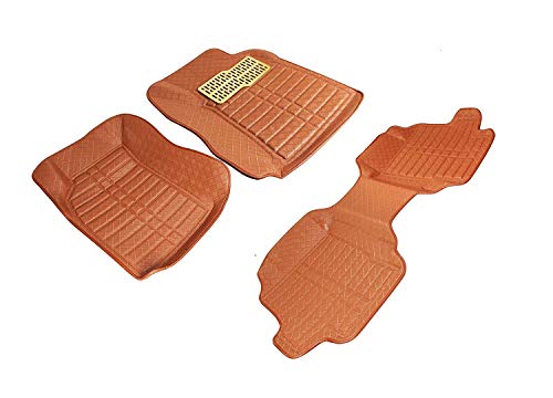 Image of Oshotto Premium Custom Fit Front and Rear 5D Car Mat with 3rd Row Compatible with Toyota New Fortuner - Set of 4 (Tan)