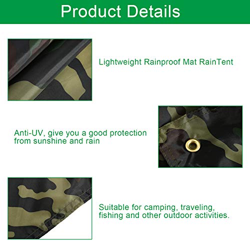 Keenso Tent Tarp, Waterproof Camping Shelter Tent Mat Anti-UV Portable Canopy Tent Tarp for Camping Hiking Travel Family Party - Image 4