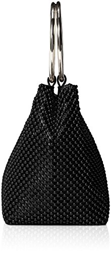 Jessica McClintock womens Jessica Mcclintock Gwen Ball Mesh Ring Wristlet Pouch Clutch Evening Bag, Black, One Size US - Thumbnail 3