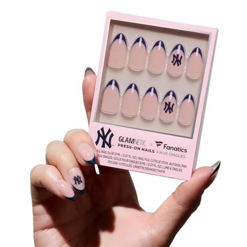 Glamnetic x Fanatics Press On Nails - New York Yankees | Short Almond Fake Nails, MLB Yankees Navy French Tips, Baseball Nails, Salon-Quality | 15 Sizes - 30 Nail Kit with Glue Glamnetic x Fanatics Press On Nails - New York Yankees | Short Almond Fake Nails, MLB Yankees Navy French Tips, Baseball Nails, Salon-Quality | 15 Sizes - 30 Nail Kit with Glue