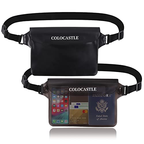 COLOCASTLE Tasche Beutel mit Verstellbarem Riemen(2 Stück), 100 Prozent Handyhülle Handytasche für Wassersport, Schwimmen, Kajakfahren, Strand, Bootfahren, Skifahren, CWL4X001-2, Schwarz + Grau