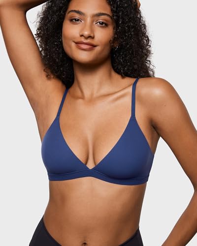 Image of INLYRIC Women's Inbarely Triangle Bralette Plunge Unlined Seamless Bra No Underwire Sexy Comfortable Everyday