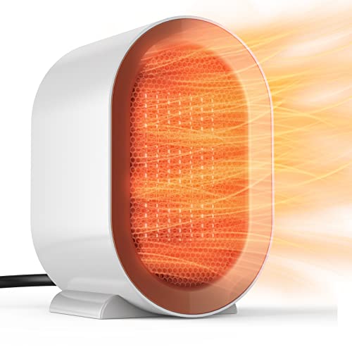 Electric Portable Space Heater, 1200W Energy Efficient Desk Heater, Electric Heater for Indoor Use, Fast Quiet Heating Ceramic with Thermostat Overheat & Tip-Over Protection for Bedroom and Office Use