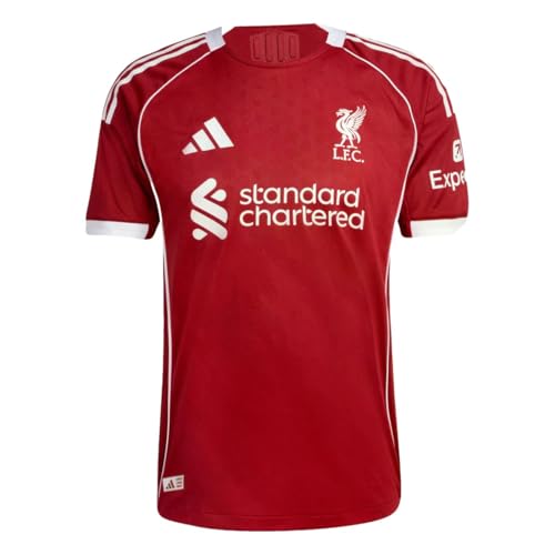 adidas Liverpool FC 25/26 Mens Home Authentic Jersey (US Alpha Medium Regular Regular Strawberry Red)