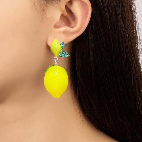 Lemon Earrings for Women Unique 3D Grape Lime Green Leaf Drop Dangle Earring Cute Funky Party Prom Jewelry Gift2