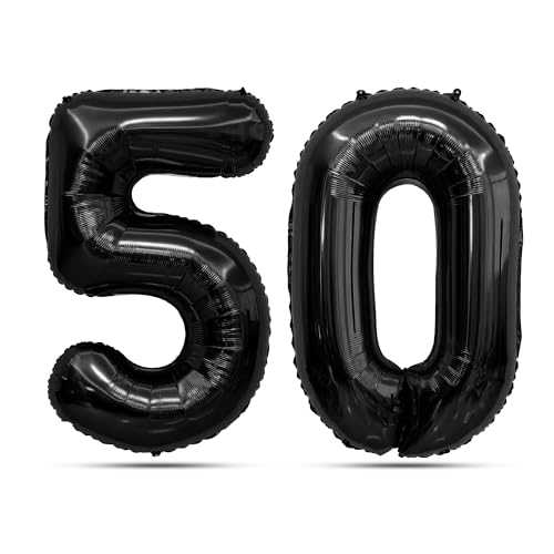 Image of Black Number Balloons 50 Balloon Numbers 50th Number Balloon Foil Mylar Party Balloon For Men Women 50th Birthday Balloons Dirty 50 Birthday Decorations For Her Him Anniversary Graduation Decorations