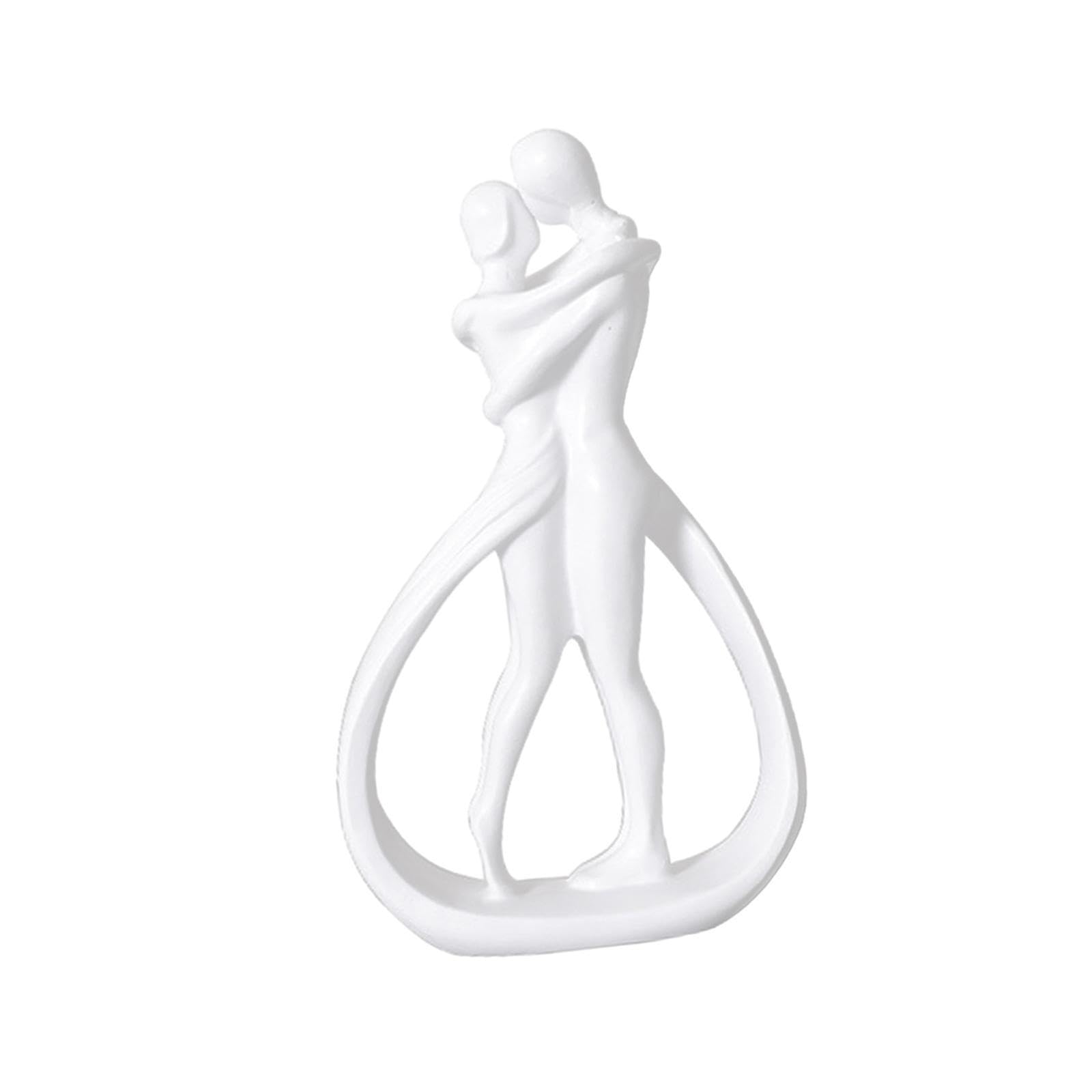 PIXZCSA Lovers Embrace Sculpture Resin Couple Ornaments Abstract Art Sculpture For Home Table Bookshelf Interesting And for Creative. Romantic Lovers Embrace, White