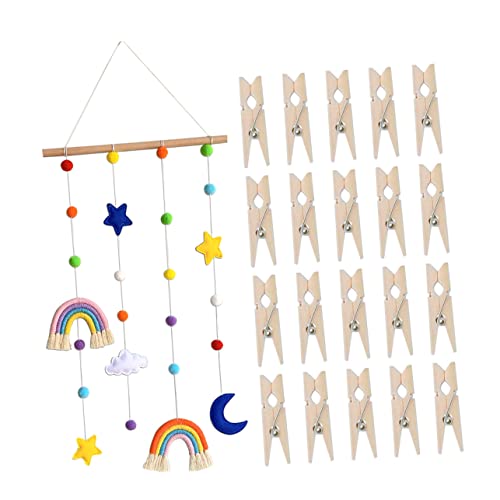 OFFSCH Unique Hanging Pendant Picture Organizer Nordic Rainbow Photo Storage Rack with Clips Wall Decoration for Living Room Bedroom Balcony and Shop