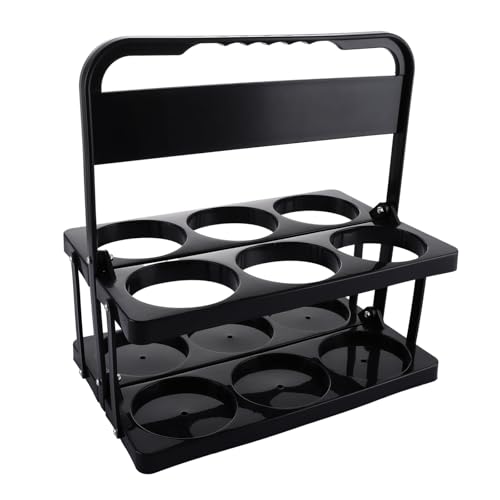 ASelected Porte-Bouteille de Lait Pliable en Plastique, Porte-Bouteille de bière réutilisable à 6 Trous, Porte-Bouteille de vin avec poignée, Noir