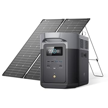 EF ECOFLOW - Gerador Solar 220V DELTA 2 Max 2048Wh com Painel Solar de 125 W*2, Bateria LFP, Estação de Energia Portátil com Saída AC de até 3400W, Carregamento Rápido (0-80% em 43 Minutos)