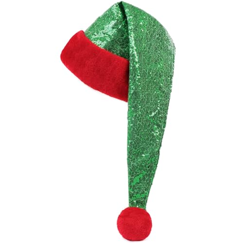 KONVINIT Weihnachtsmütze für Erwachsene, Lange Rote & Grüne...
