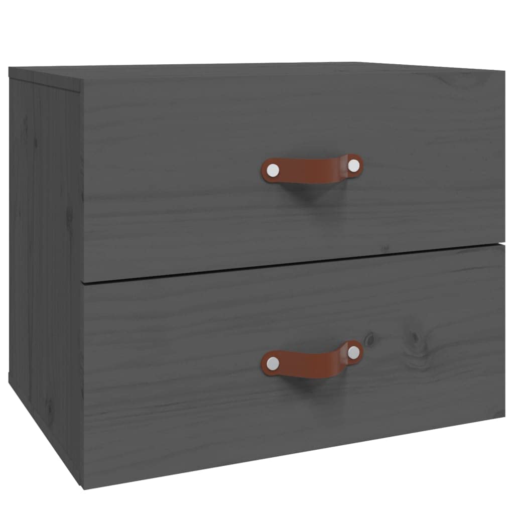 Table de chevet murale grise 50x36x40 cm en pin massif