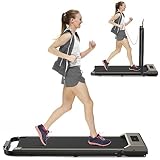 HomeFitnessCode Folding Treadmill,2.5HP Walking Pad with Double Shock Absorbent,Widened Running Belt,1-10km/h Speed Range and LED Display,Electric Treadmills for Home Office (Grey-Classic)