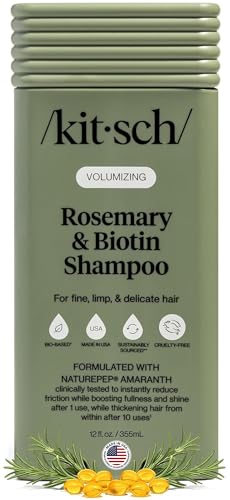Image of Kitsch Volumizing Rosemary & Biotin Liquid Shampoo for Hair Growth - Shampoo for Men and Women, Boosts Fullness & Shine After 1 Use - Clean Bio-Based Hair Care, Color-Safe, Made in USA - 12 oz