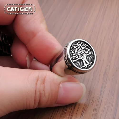 Viking Rings Punk 316L Stainless Steel Tree of Life Signet Ring Classic Viking Amulet Rings Nordic Jewelry-T344