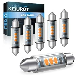 Keiurot T3 44MM Uder Cabinet Light Bulb Festoon Replacement Bulb Kit, Festoon bulb for Undercabinet RV Refrigerator Light Bulb Warm White 12Volt AC/DC, 6Pack