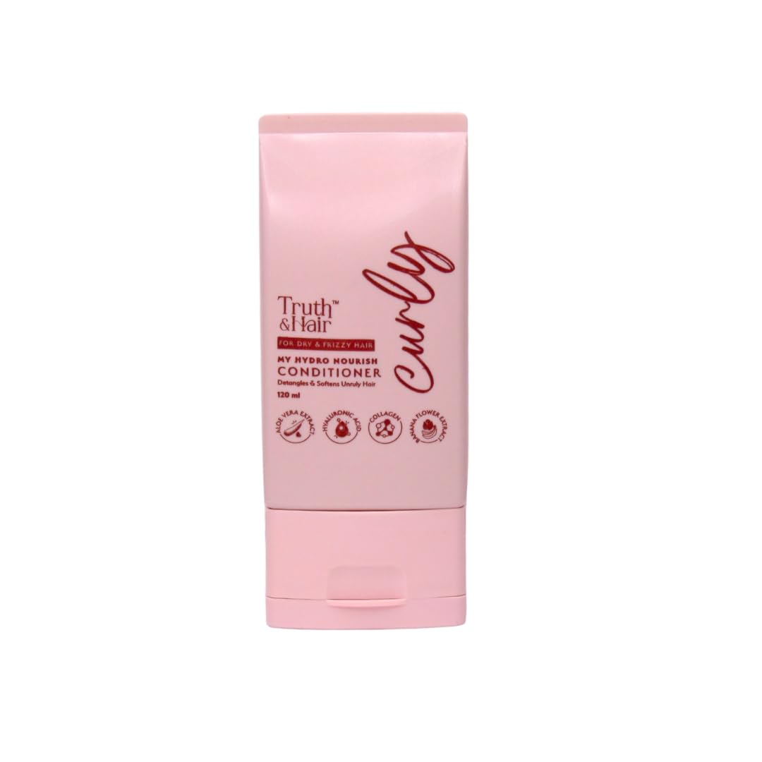 Hydro Nourish Conditioner for Curly Hair (120ml) | Enriched with Rosemary Oil, Argan Oil, Collagen, Chia Seeds & Hyaluronic Acid | Restores hair elasticity & glaze | SLS & Paraben free