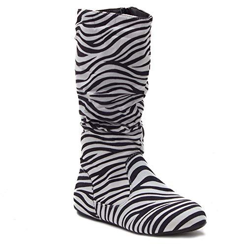 Jazamé Little Girls Mila Tall Knee High Zipped Round Toe Riding Dress Boots