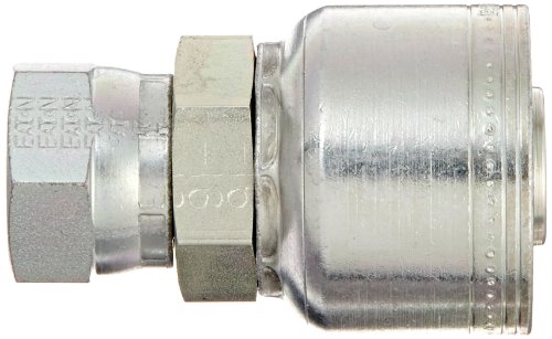 Image of Aeroquip 1AA12FJ16 Carbon Steel Global TTC (Thru the Cover) Crimp Hose Fitting Female JIC Swivel, Straight, 1 inch Hose ID, 1-1 /16 inch - 12 Thread
